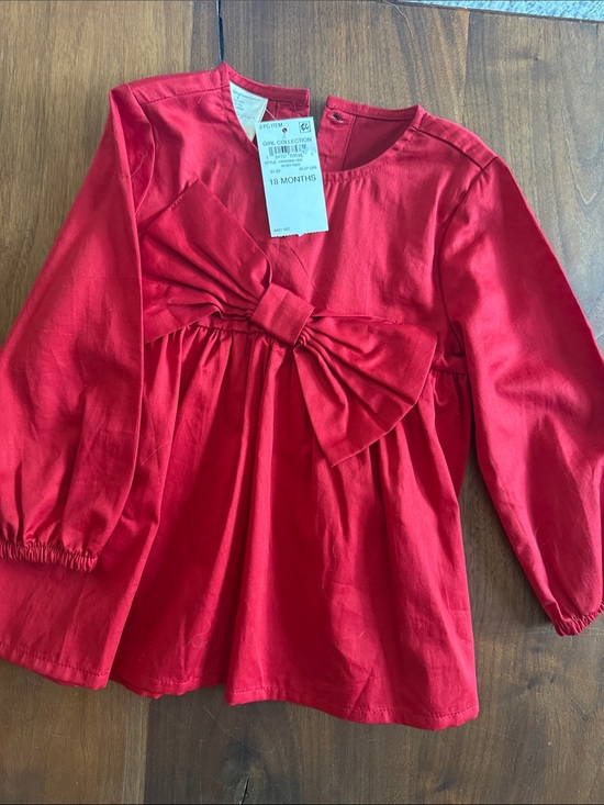 First Impressions Other - First Impressions Red Long Sleeve Bow Front Top